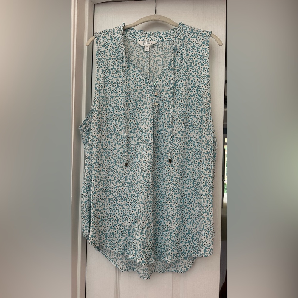 Market & Spruce Blue and White Sleeveless Top 1X
